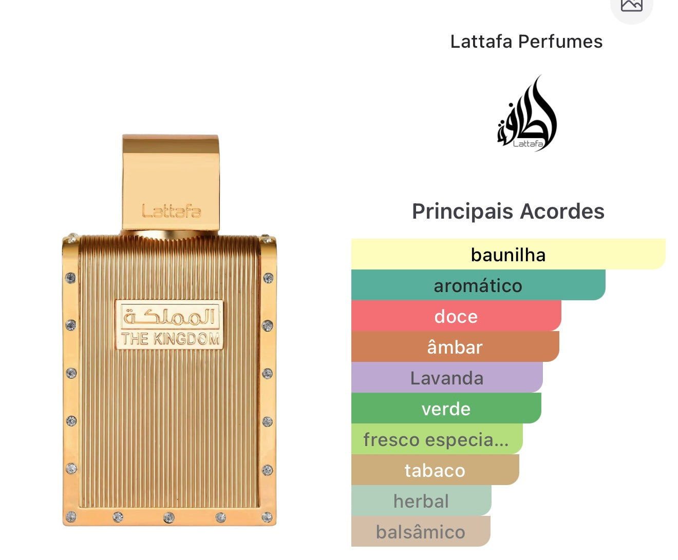 The Kingdom For Him Lattafa Perfumes Eau de Parfum - Perfume Masculino 100ml